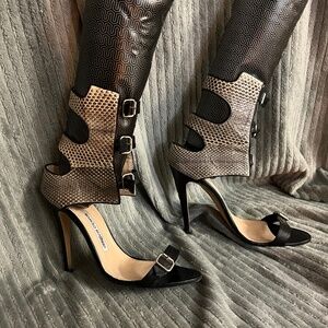 Manolo Blahnik Python Leather Cutout Heels